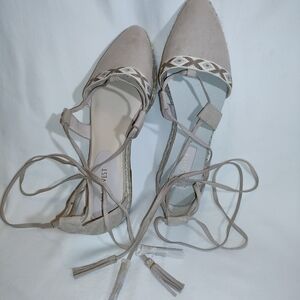 Nine West Taupe Lace-Up Espadrilles